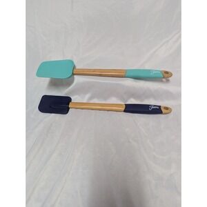 Fiesta Bamboo Silicone Spatula Set Of 2 Rubber Grip 14"